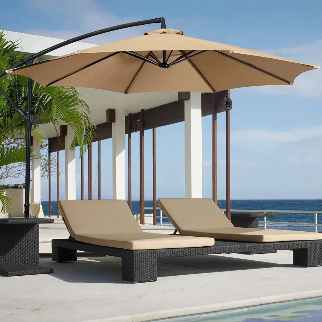 Sola Outdoor Parasol Umbrella | Large 2.95m Polyester Canopy, Hand Crank 2