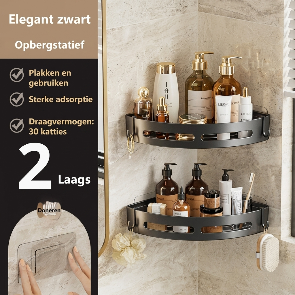 Sora Shower Shelf | Suction Cup, Drill-Free Bathroom Storage 2