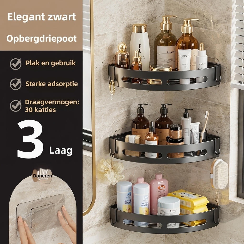 Sora Shower Shelf | Suction Cup, Drill-Free Bathroom Storage 3