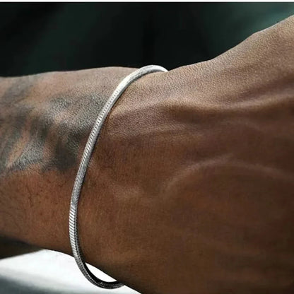 Sorin Mens Bracelet | 925 Sterling Silver Snake Chain 3MM 3