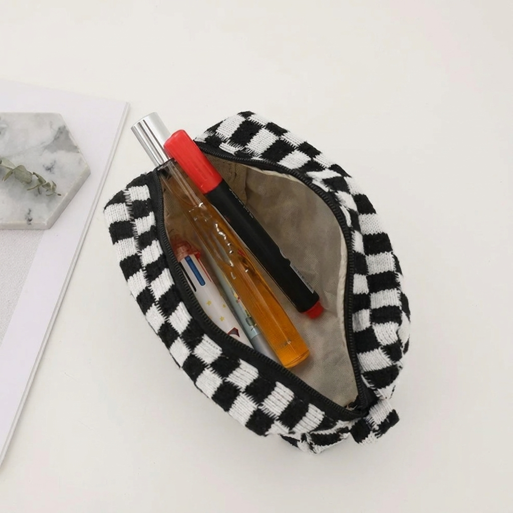 Tressa Checkered Makeup Bag | Compact, Trendy Y2K Style 2