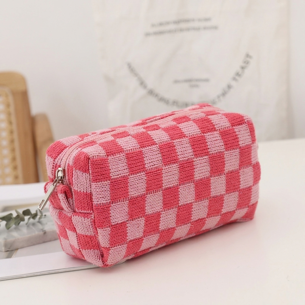 Tressa Checkered Makeup Bag | Compact, Trendy Y2K Style 3
