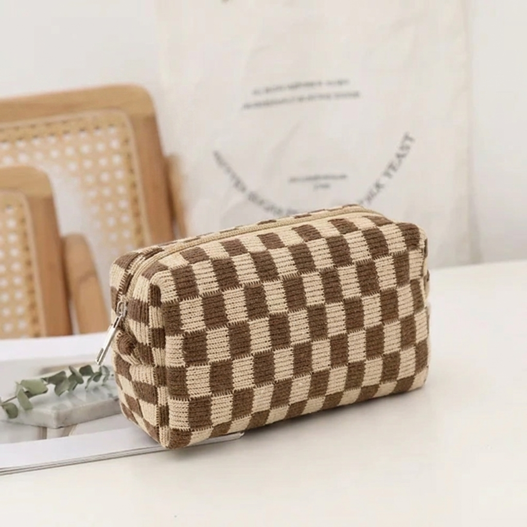 Tressa Checkered Makeup Bag | Compact, Trendy Y2K Style 4