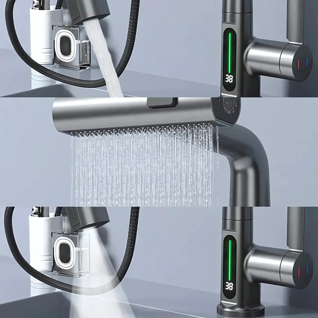 WaveFlex Kitchen Faucet | Flexible Spout, LED Temperature Indicator, Brushed Nickel 7