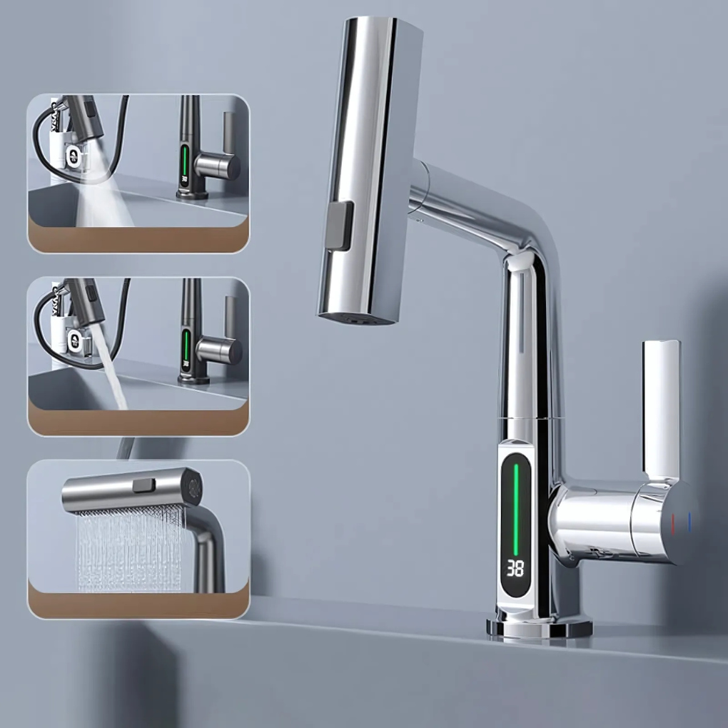 WaveFlex Kitchen Faucet | Flexible Spout, LED Temperature Indicator, Brushed Nickel 9